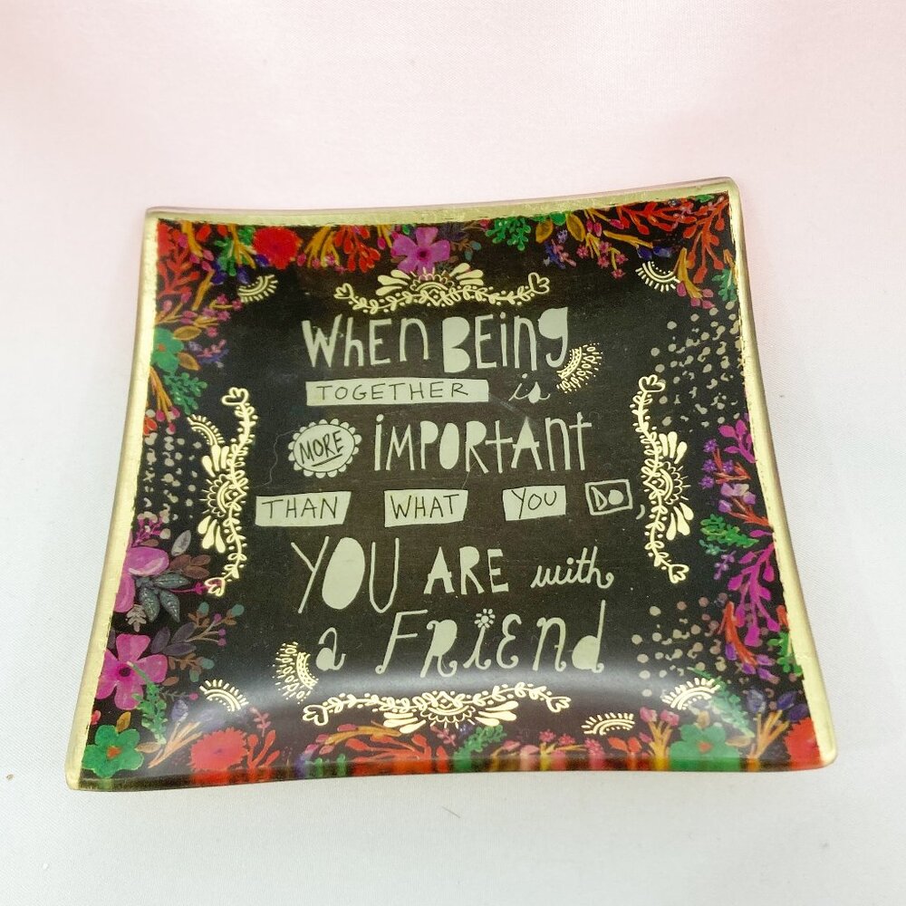 Natural Life Trinket Dish Jewelry Dish Friendship Boho Floral 4.75”